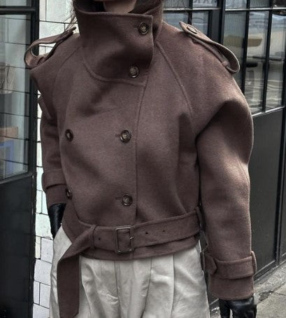 Léa - Manteau court marron