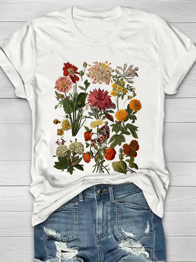 Lorelei - T-shirt vintage imprimé de fleurs pour femmes