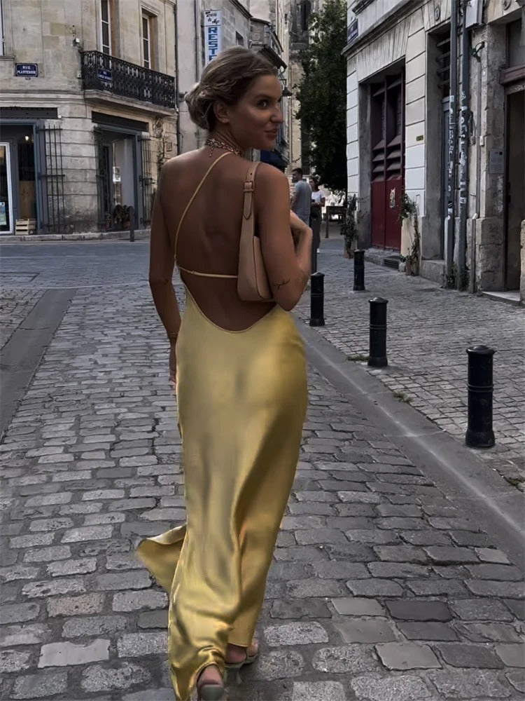 Adelaide - Elégante robe midi jaune